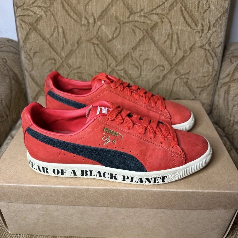 Puma Clyde Public Enemy 374539-01 Red Black Men's Shoes Size‎ 8 Red